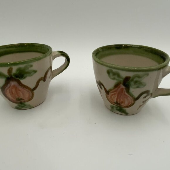 Pair of Vintage John B. Taylor USA Stoneware Coffee Cups Harvest Pear 3.5" - Picture 9 of 9